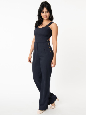 Unique Vintage Navy Blue Sedgewick Jumpsuit