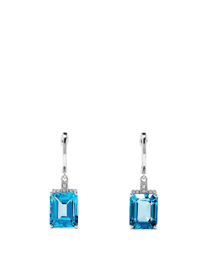 Effy 14k White Gold Topaz And Diamond Earrings, 9.25 Tcw