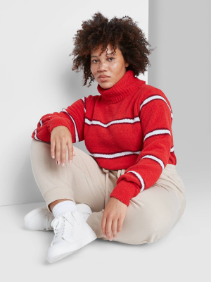 Women's Striped Turtleneck Pullover Sweater - Wild Fable™