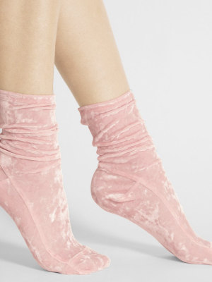 Darner Blush Pink Crushed Velvet Socks