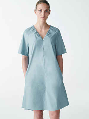 V-neck A-line Cotton Dress