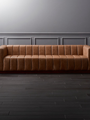 Forte Channeled Saddle Leather Extra Large Sofa