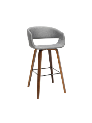 Set Of 2 26" Low Back Bentwood Frame Counter Height Barstools With Fabric Upholstery - Ofm