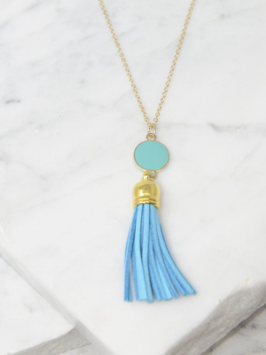 Give It To You Aqua Blue Tassel Necklace