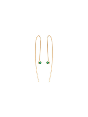 14k Emerald Wire Earrings