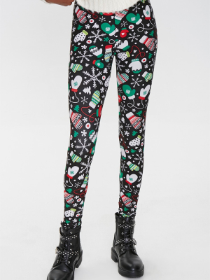 Christmas Mitten Print Leggings