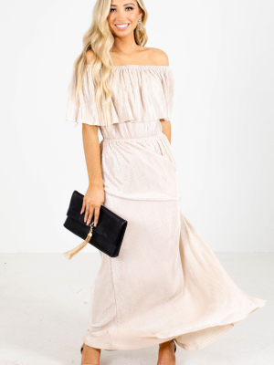 Slow Dancing Ribbed Off Shoulder Maxi Dress