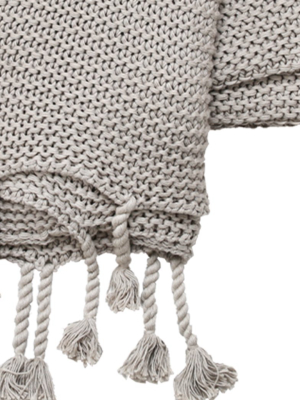 Tassel Cotton Knit Throw - Grey - Sold Out 6.6.22