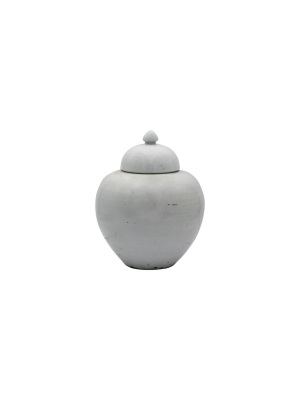 Lidded Ginger Jar Small Vintage White