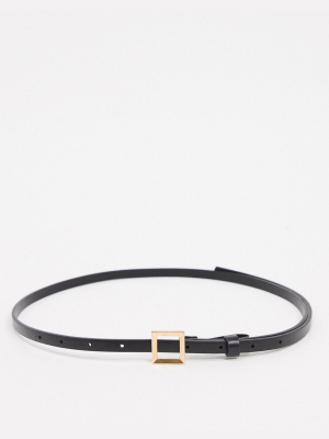 Asos Design Super Skinny Waist And Hip Belt With Square Buckle In Black