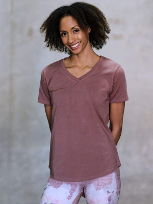 V-neck Pocket Tee - Mauve