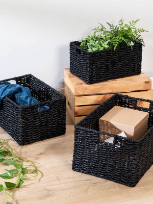 Honey-can-do 3pc Maize Baskets Black