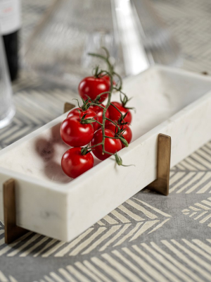 White Marble Tray W/base