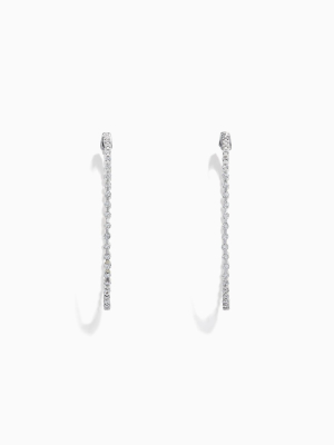 Effy Pave Classica 14k White Gold Diamond 2" Hoop Earrings, 2.65 Tcw