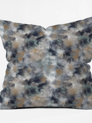 16"x16" Ninola Design Smoky Marble Dark Astronomy Throw Pillow Gray - Deny Designs