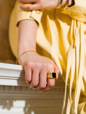 Missoma Fused Woven Gemstone Square Signet Ring - Autumn