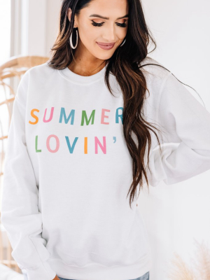 Summer Lovin' White Graphic Sweatshirt