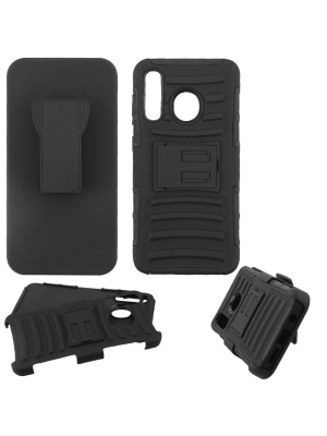 Asmyna Black Advanced Armor Hard Hybrid Case W/stand Holster For Samsung Galaxy