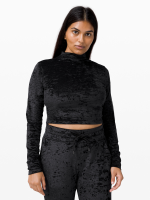 All Aligned Mock Neck Long Sleeve Crushed Velvet