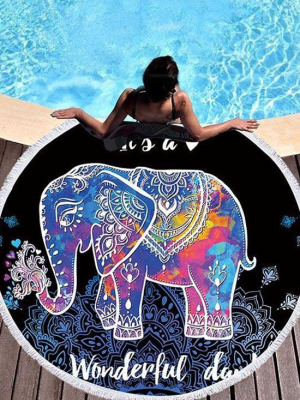 Wonderful Day Tassel Elephant Fluffy Beach Towel