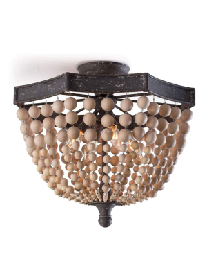 Wood Beaded Semi Flush Mount