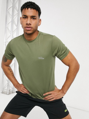 Topman Gym T-shirt In Khaki