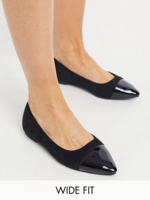 Simply Be Ballerina Flat Shoe In Wide Fit In Black