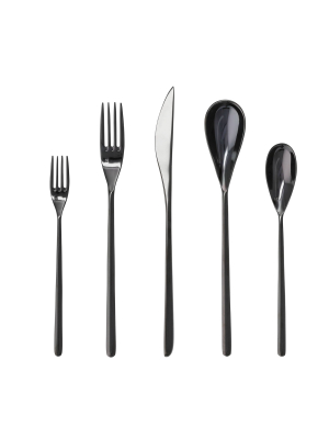 20pc Stainless Steel Dragonfly Silverware Set Black - Fortessa Tableware Solutions