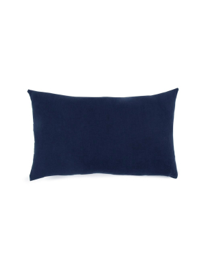 Simple Linen Bolster Pillow Navy