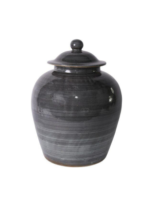 Village Lidded Jar, Iron Gray