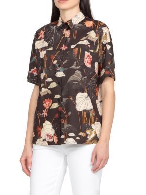 Etro Floral Tiger Print Short-sleeve Shirt