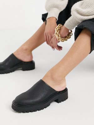 Asos Design Mario Chunky Flat Mules In Black