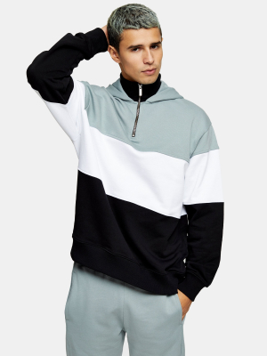 Colour Block 1/4 Zip Neck Hoodie