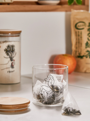 Small Wooden Lid Glass Storage Jar