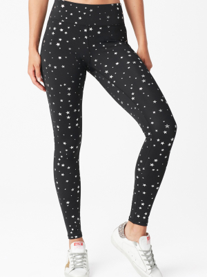 Black Silver Mini Star Foil Uplift Leggings