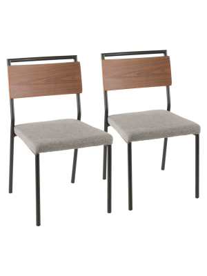 Set Of 2 Fiji Contemporary Dining Chairs Gray/black - Lumisource