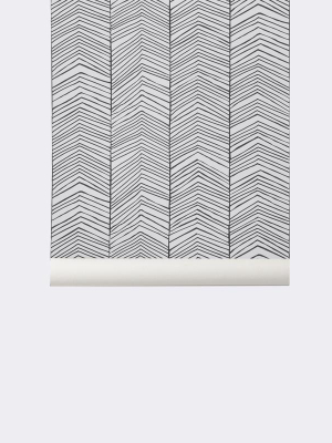 Herringbone Wallpaper In Black And White