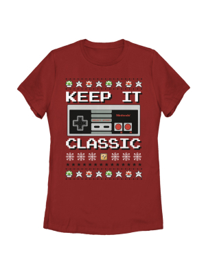 Women's Nintendo Ugly Christmas Nes Classic Controller T-shirt