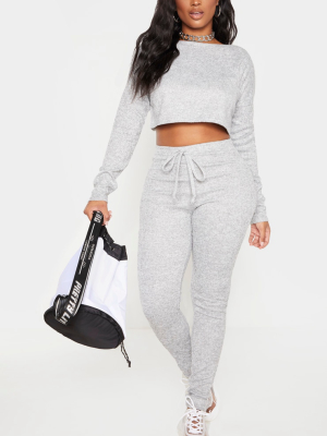 Shape Grey Marl Knit Tie Waist Leggings