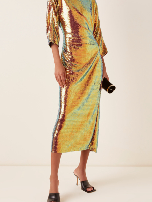 Iridescent Sequin-embellished Jersey T-shirt Dress