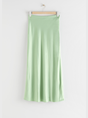 Flowy Satin Midi Skirt