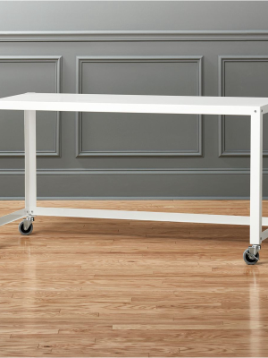 Go-cart White Rolling Console Table