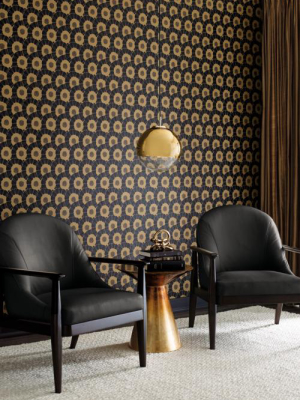 Coco Bloom Wallpaper In Black And Gold From The Deco Collection By Antonina Vella For York Wallcoverings