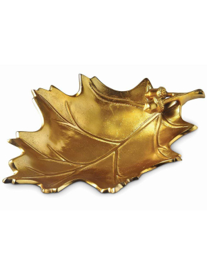 Julia Knight Oak Leaf 15" Bowl In Gold