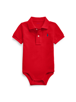 Cotton Mesh Polo Bodysuit