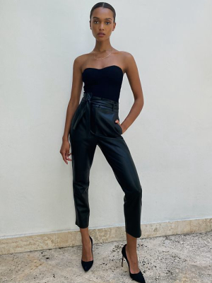 Vegan Leather Belted Pant