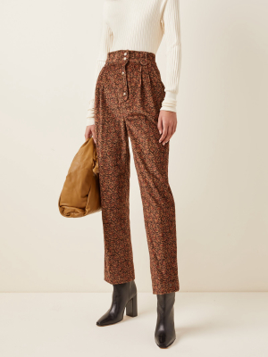 Printed Cotton-corduroy Tapered Pants