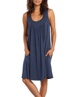 Modal Pleat Front Nightgown Navy