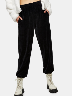 Black Velour Oversized Sweatpants