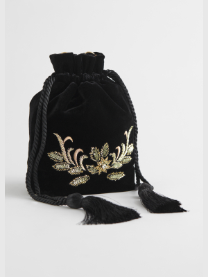 Embroidered Velvet Bag